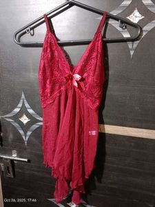 Maroon Lace Babydoll Lingerie