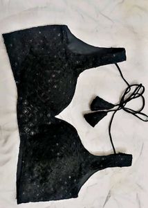 Black Sequin Sleevless  Blouse