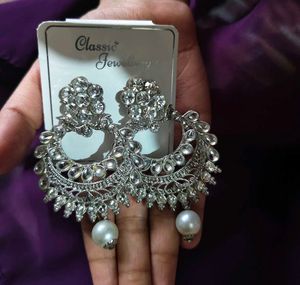 Elegant Silver-Toned Statement Earrings