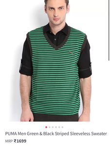 puma green and black stripped knitted sweater