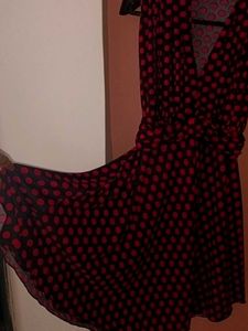 Pink Polka Dotted Black Dress