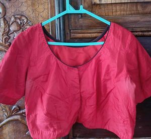 Red &amp; Gold Brocade Blouse