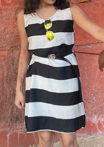 gorgeous black and white stripped mini one peice