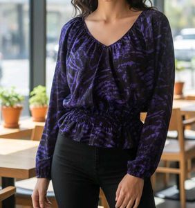 Michael Kors  peplum Purple Print Top