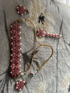 Pink Floral Jewelry Set