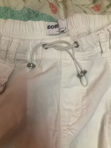 White Cargo Cropped Pants