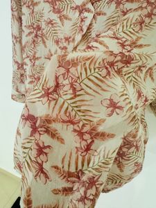 Sheer Floral Button-Down Blouse