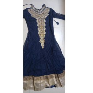 Long Net Umbrella, Suit /gown, With Neck WorkDesi