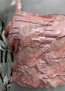 Pink Sequin Crop Top