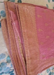 Pink Reshami Saree With Blouse