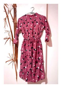 Stylish Pink Printed Frock for Women