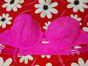 Pink Lace Strapless Bra Top