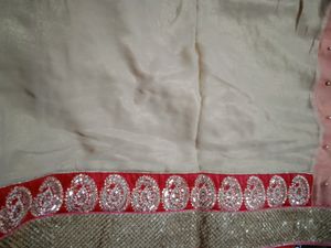 Peach Pearl Embellished Saree