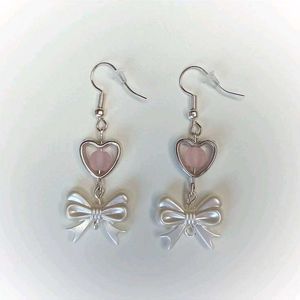 Heart & Bow Charm Earrings 💖💎!