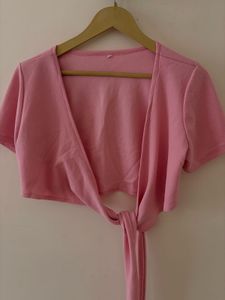Pink Tie-Back Crop Top