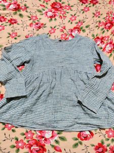 Checkered Peplum Top