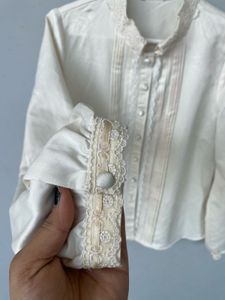 Laced Shirt Style Korean Top