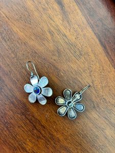 Oxidised Silver Flower Earrings