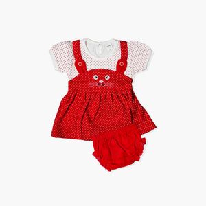 New Cute Red Polka Dot Dress Set