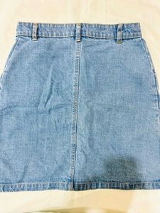 Vintage Button-Front Denim Mini Skirt