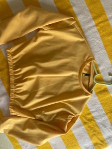 Yellow Cropped Long Sleeve Top