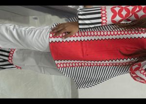 Red & White Kurta Set