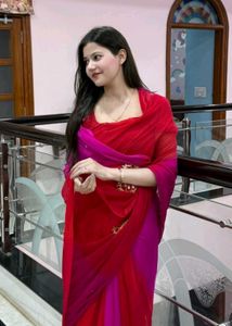 Elegant Red &amp; Pink Saree