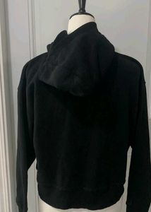 Zara Size  Medium Black Crop Top Hoodie Sweatshirt