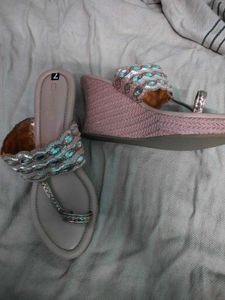 Wedge Sandals .. Sequence And Pearl Work