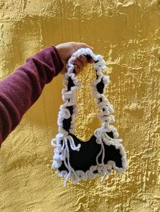 Handmade crochet ruffle bag