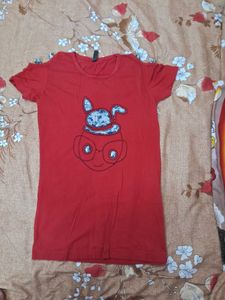Zudio Red Graphic T-Shirt