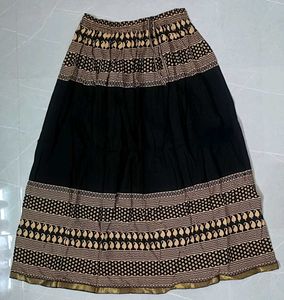 Black Paisley Print Skirt