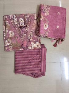 Floral Print Kurta With Pant &amp; Dopatta