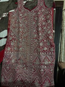 Red Net Embellished Dupatta