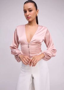 Newme -Pink Satin Corset Top