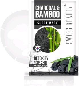 10 PACK SWISS BEAUTY Sheet Mask,Charcoal-Bambo