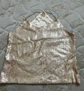 Sequin V Neck Top