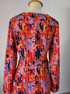 Floral Print Ruffle Dress, Length 38 Inches