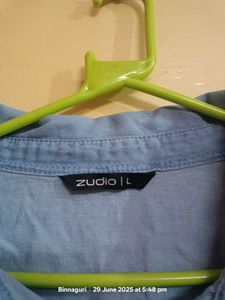 Cute Light Blue Crop Denim Shirt