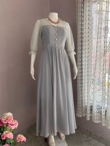 GREY FLOWY Gown FIXED PRICE