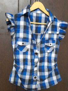 Blue Plaid Short Sleeve Shirt