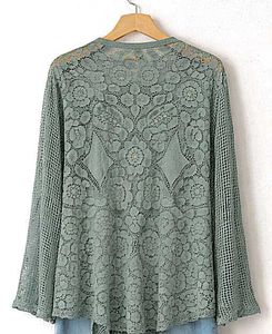 Green Lace Crochet Cardigan