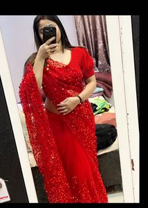 Red Partywear Saree