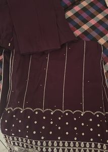 Purple Embroidered Indian Suit
