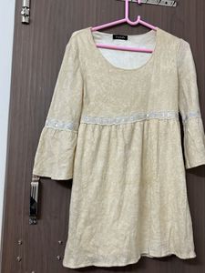 woollen dress cum top Cute Beige  for m &L