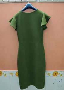Olive Green Flutter Sleeve Dress