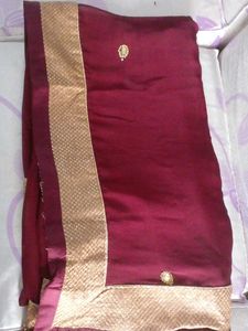 Elegant Maroon Saree with Gold Border