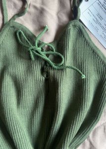 Olive Tie-Up Crop Top