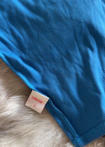 Blue Long Sleeve Dress with side slit &amp; c