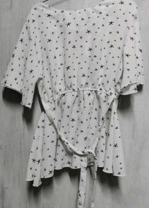 Star Print Wrap Top